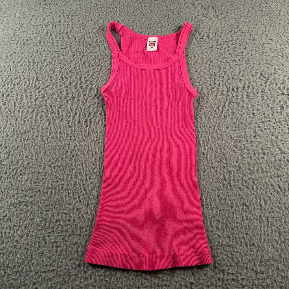 RE/DONE Hanes Women's Ribbed‎ Tank in Hot Pink Size XS Made In USA